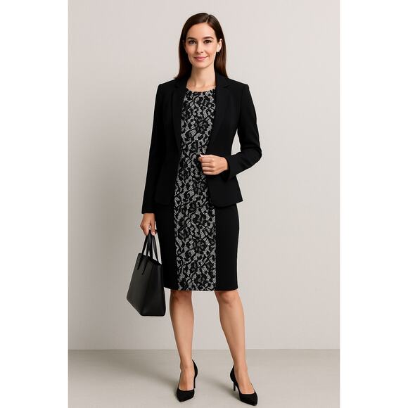 Lafayette 148 New York Dresses & Skirts - Lafayette 148 New York Black and White Lace Midi Dress Size 16 NWT